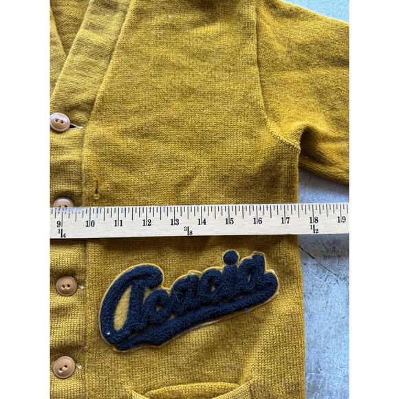 1950s Mustard Yellow 'Acacia' Virgin Wool Womens Knit Cardigan Size Small - Picture 5 of 8